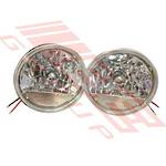 HEADLAMP SET - 2PCS - CRYSTAL/CLEAR/CHROMED CAP - H4 P43 3PIN 7INCH ROUND